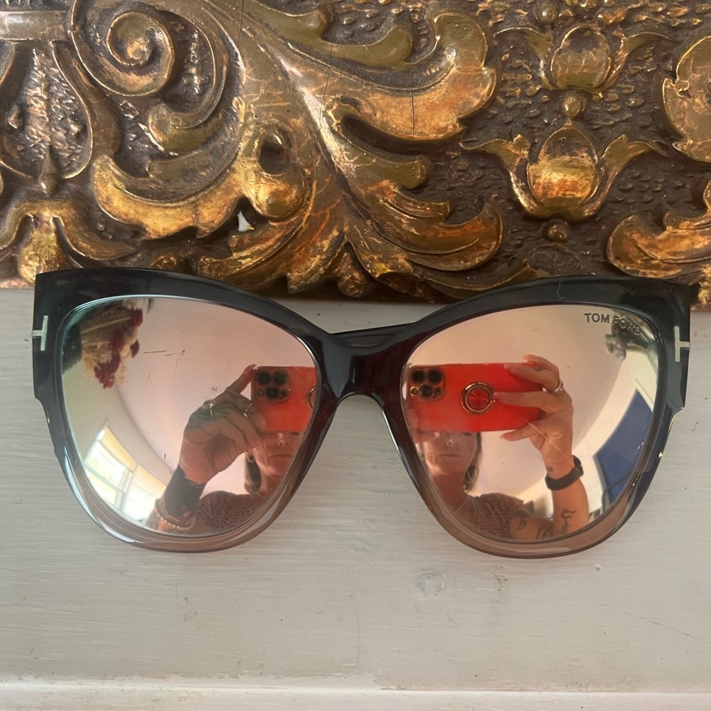 Tom Ford Black and Gold Oversized Sunglasses